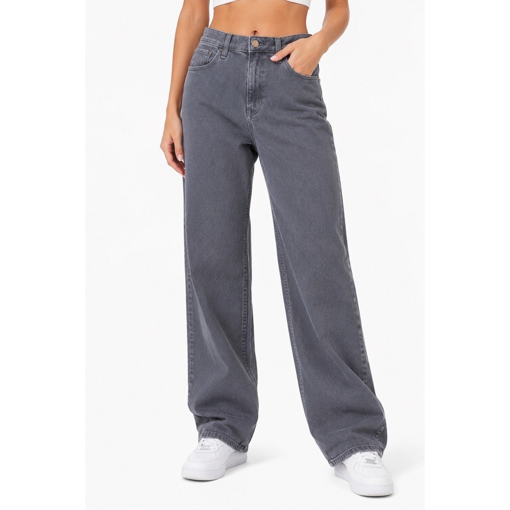 Hollister Womens W27‎ L27 Gray Cotton Stretch High Rise Dad Jeans